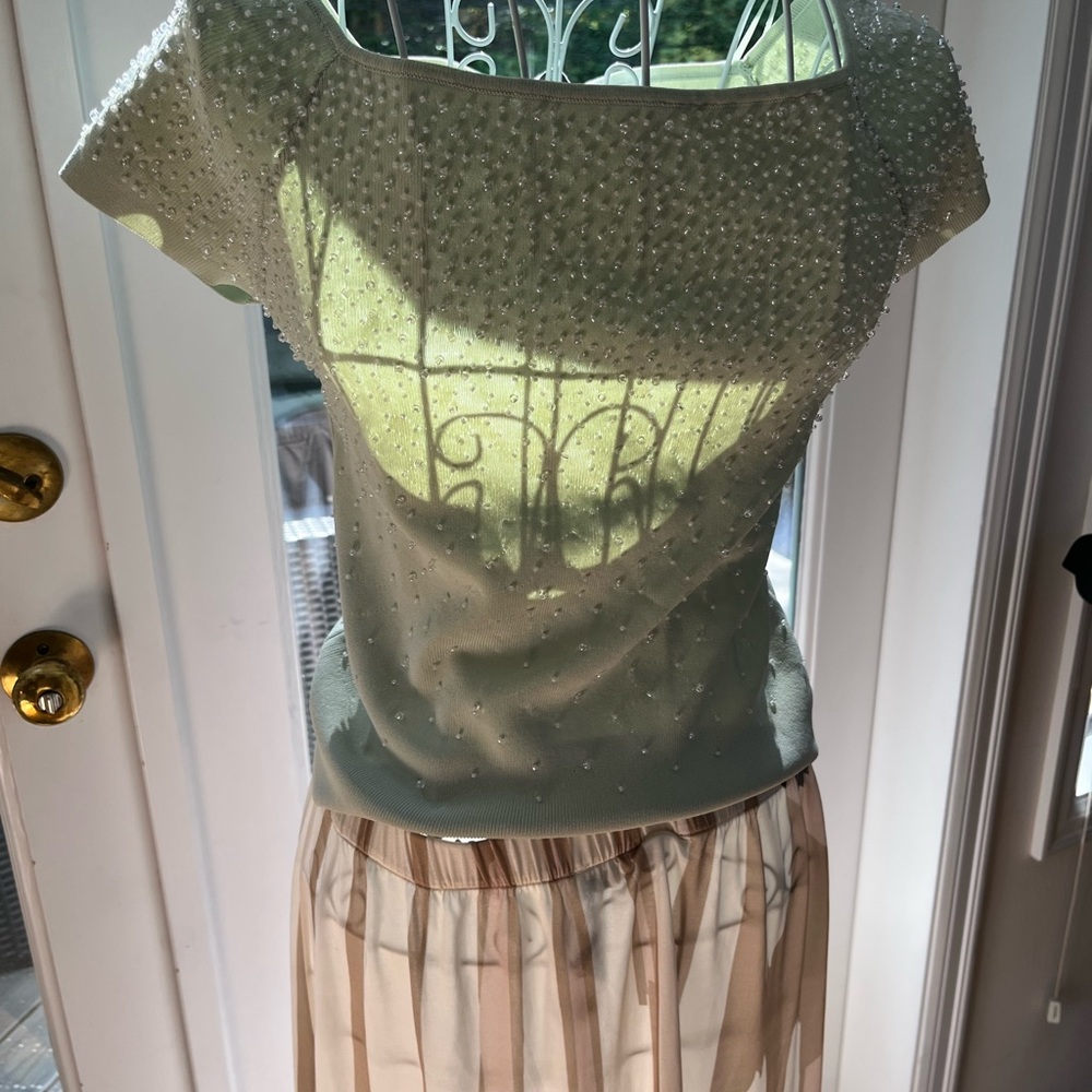 Zara Mint Beaded Top
